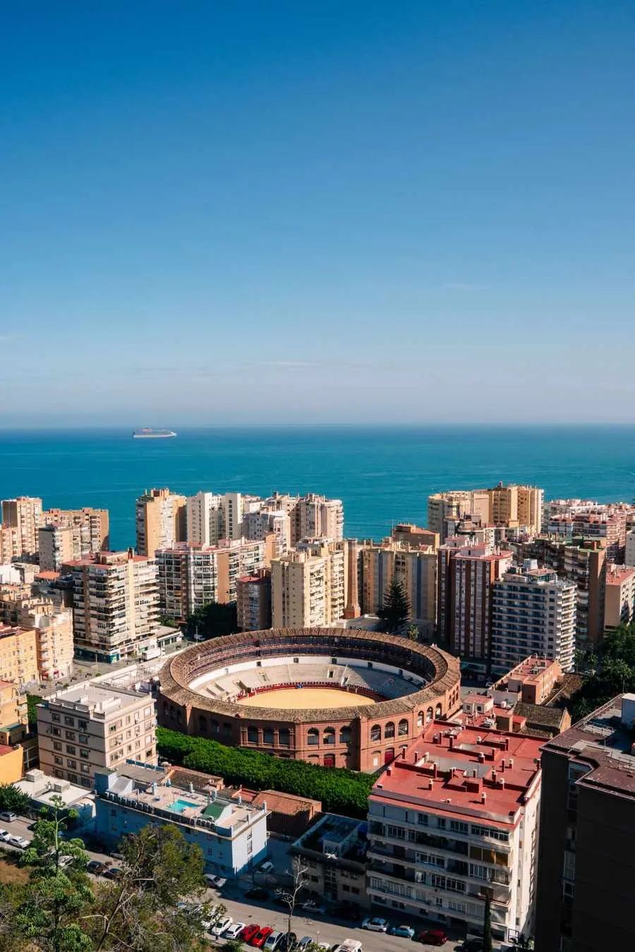 Vue aérienne de Málaga et de ses arènes